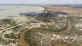 A Menindee Lake outlet in far west NSW, shown during Darling river flood surveillance this month. 