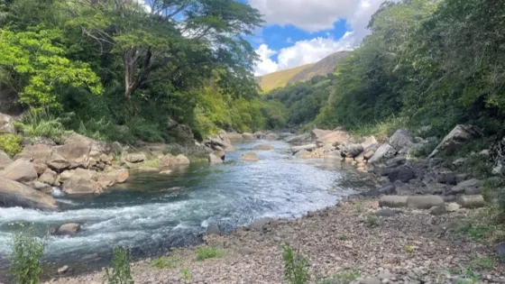 The Ba river winds through a valley in fiji