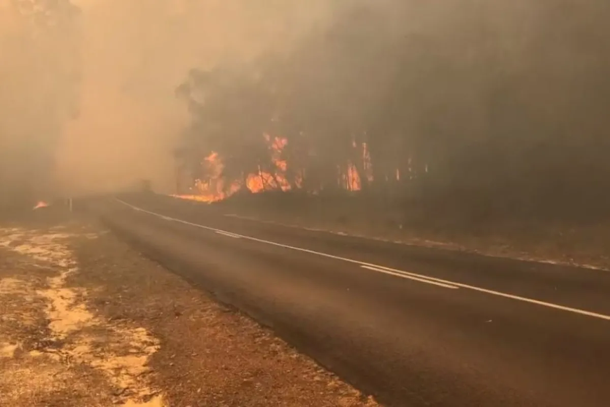 A fire burning near Yamba, in northern New South Wales, Australia.