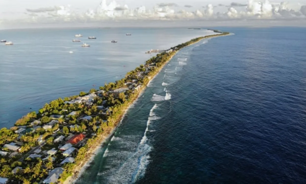 Tuvalu. ‘In the western Pacific, sea levels rose faster than anywhere else in the world between 1993 and 2015, and by 2050 they will continue to rise by an additional 0.10–0.25 metres.’