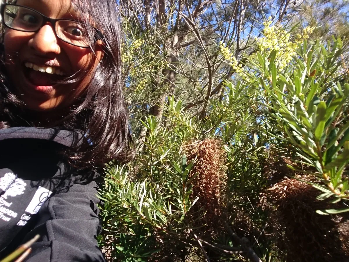Meena Sritharan with a rare plant