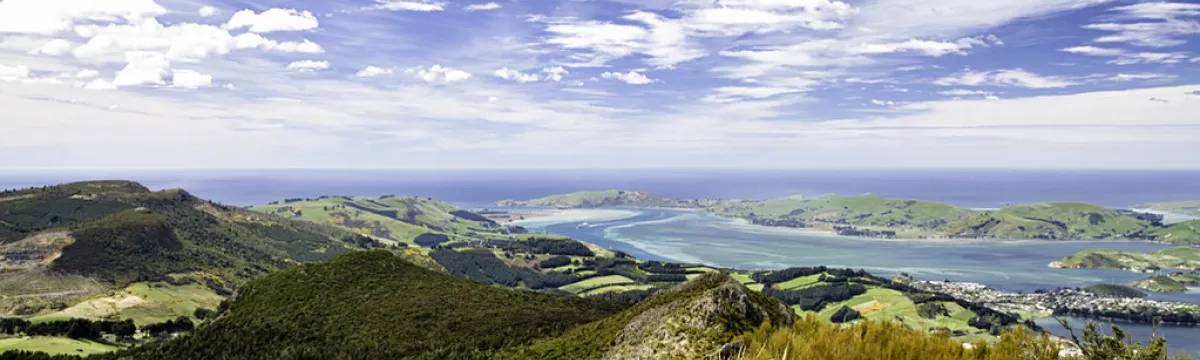 Otago Peninsula and Harbour seen from Mt Cargill, Otago, New Zealand, Oct 2013